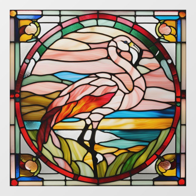 Imitats gesteinigt Glass Flamingo Fensteraufkleber (Blatt)