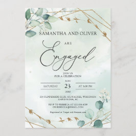 Imitats Ggold Geometric Green Eukalyptus Verlobung Einladung
