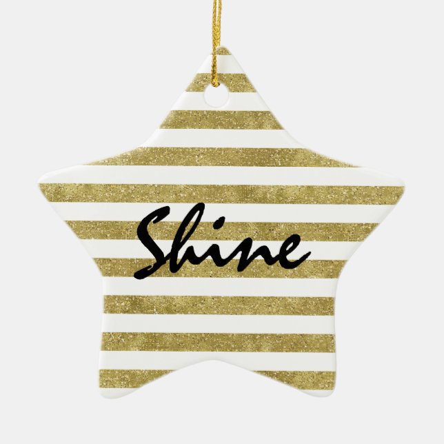 Imitats Glittery Gold Streifen Shine Keramik Ornament (Vorne)