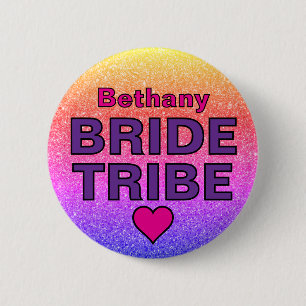 Imitats Glitzer Bride Tribe Individuelle Name Button