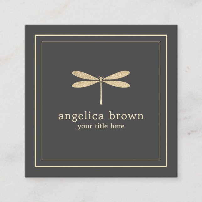 Imitats Glitzer Dragonfly-Visitenkarte Quadratische Visitenkarte (Vorderseite)