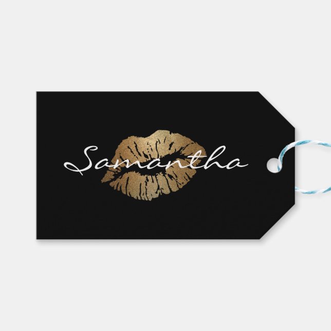 Imitats Glitzer Gold Kiss Geschenkanhänger (Vorderseite (Horizontal))