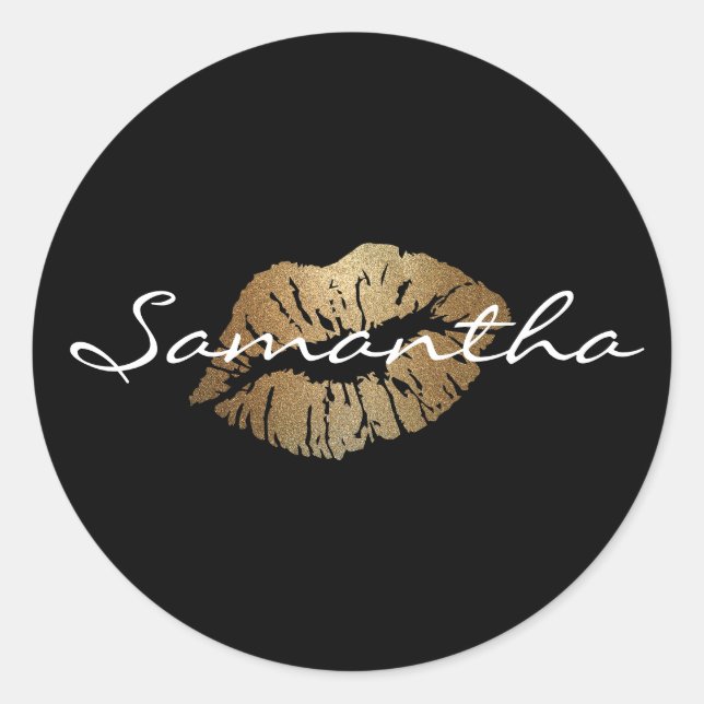 Imitats Glitzer Gold Kiss Runder Aufkleber (Vorderseite)