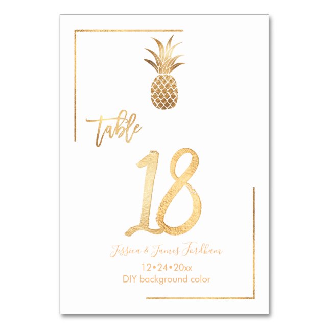 Imitats Gold Ananas Hochzeit Tischnummer 1-100 (Vorderseite)