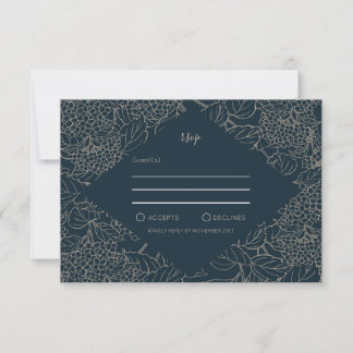 Imitats Gold Botanische Rahmen Weddin UAWG RSVP Karte