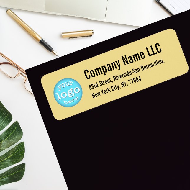 Imitats Gold Company Business-Logo-Rücksendeadress (Faux Gold Company Business Logo Return Address Label)