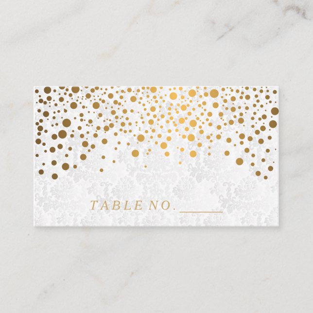 Imitats Gold Confetti Dots Platzkarten (Vorderseite)