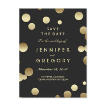 Imitats Gold Confetti Schwarz Save the Date Postka
