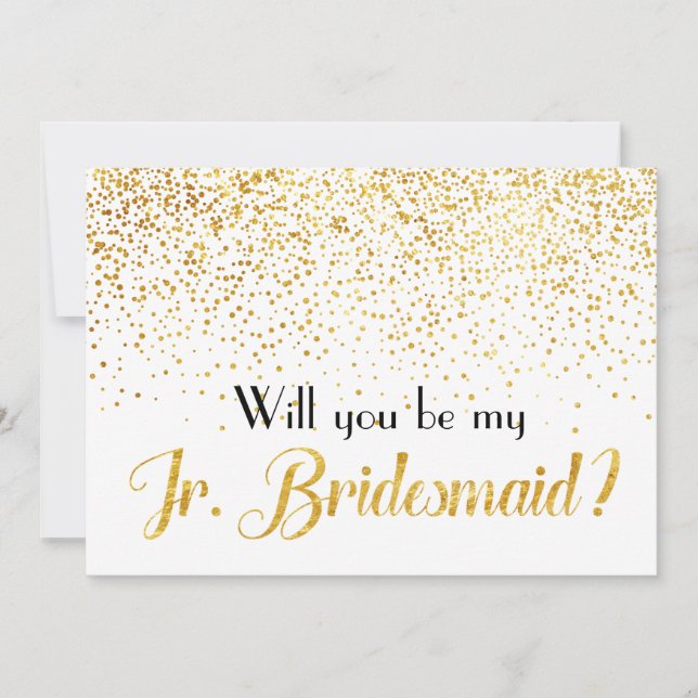 Imitats Gold Confetti Werden Sie mein Jr. Bridesma Einladung (Vorderseite)