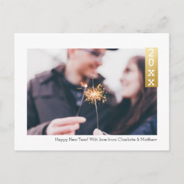 Imitats Gold Einfaches Glück Neujahr Personalisier Postkarte