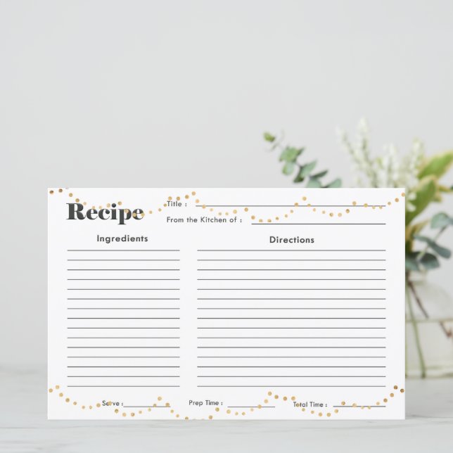 Imitats Gold Fairy Lights Rezept Card (Stehend Vorderseite)