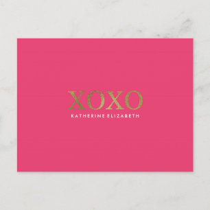 Imitats Gold Foil auf Hot Pink XOXO Dankeschön Kar Postkarte