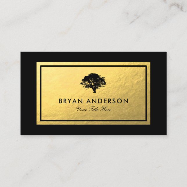 Imitats Gold Foil - Black Tree Logo Business Card Visitenkarte (Vorderseite)