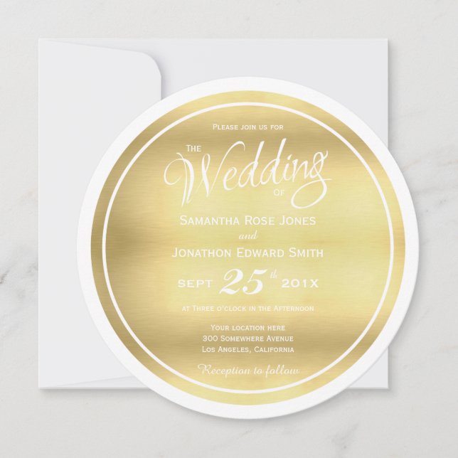Imitats Gold Foil Circle Einladung (Vorderseite)