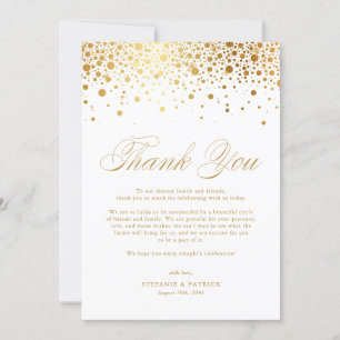 Imitats Gold Foil Confetti Dots White Wedding Dankeskarte