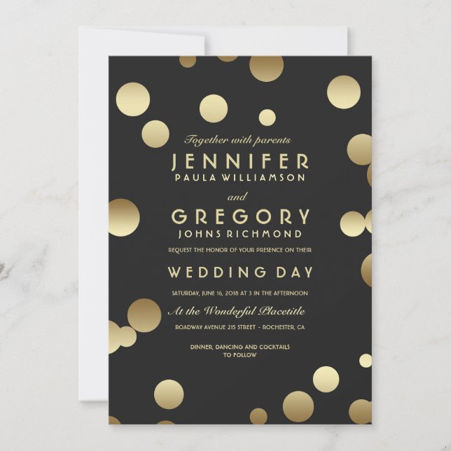 Imitats Gold Foil Confetti Hochzeit Einladungen (Vorderseite)