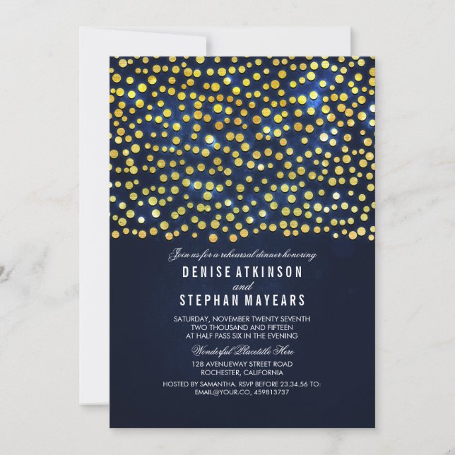 Imitats Gold Foil Confetti Probe Einladung (Vorderseite)
