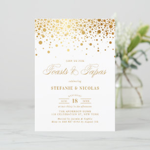 Imitats Gold Foil Confetti Weiße Toasts und Tapas Einladung