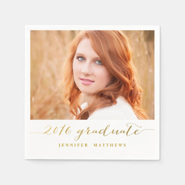 Imitats Gold Foil Foto | Graduate Paper Napkins Serviette (Vorderseite)