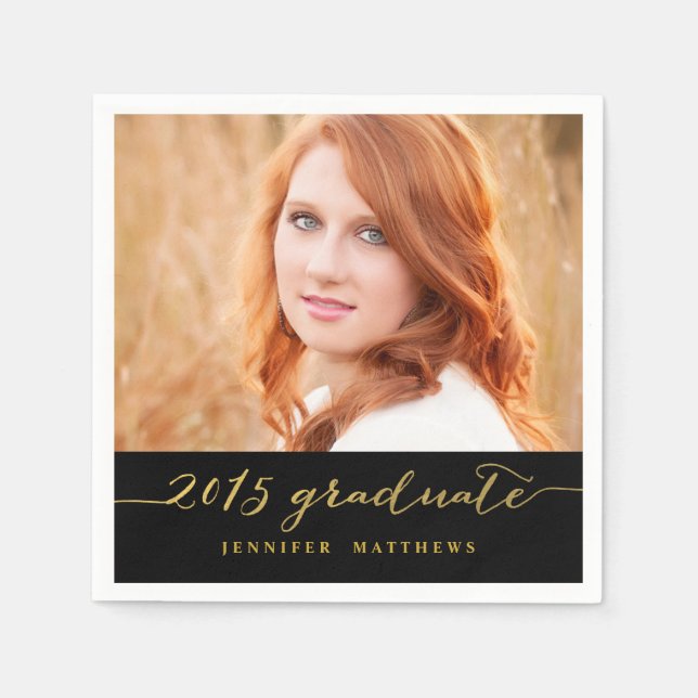 Imitats Gold Foil Foto | Graduate Paper Napkins Serviette (Vorderseite)