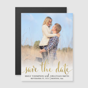 Imitats Gold Foil Foto Hochzeit speichern das Date Magneteinladung