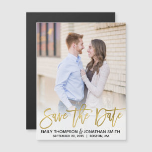 Imitats Gold Foil Foto Hochzeit speichern das Datu Magneteinladung