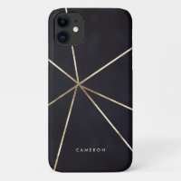 Imitats Gold Foil Geometric Lines Navy Blue