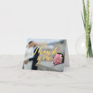 Imitats Gold Foil Glamour Hochzeit Foto Danke Kart
