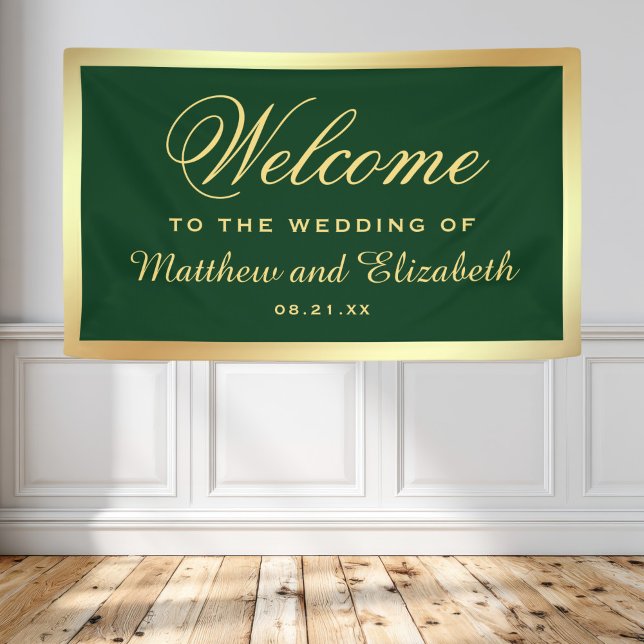 Imitats Gold Foil Green Wedding Willkommen Banner (Von Creator hochgeladen)