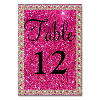 Imitats Gold Foil Hot Pink Glitzer Hochzeitstisch Tischnummer