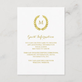 Imitats Gold Foil Laurel Wreath Gastinformationen Begleitkarte