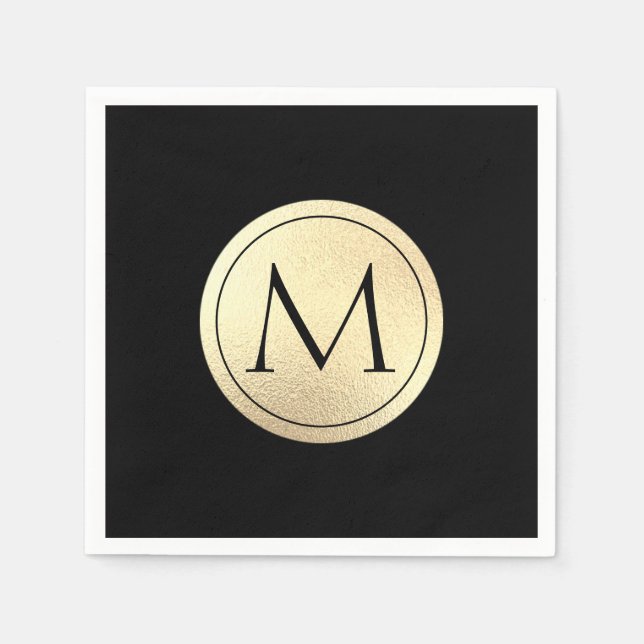 Imitats Gold Foil Monogram Napkins Serviette (Vorderseite)