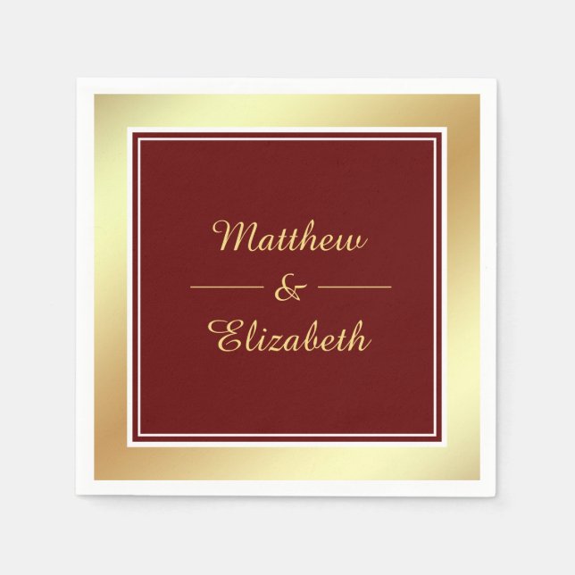 Imitats Gold Foil Red Wedding Paper Serviette (Vorderseite)