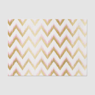 Imitats Gold Foil und Rosa Ikat Zickzack Muster Seidenpapier
