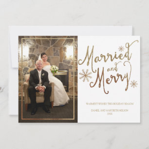 Imitats Gold Foil VERHEIRATET UND MERRY Urlaub 2 Feiertagskarte