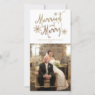 Imitats Gold Foil VERHEIRATET UND MERRY Urlaub 2 Feiertagskarte