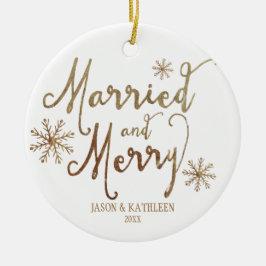 Imitats Gold Foil VERHEIRATET UND MERRY | Urlaub 2 Keramikornament