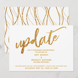 Imitats Gold Foil Waves Zurückgestellt Hochzeitswe Einladung
