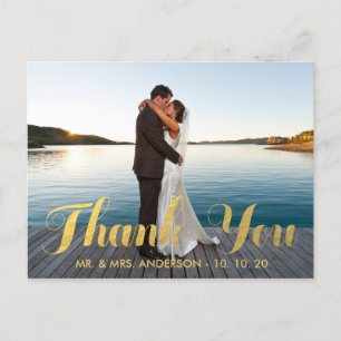 Imitats GOLD FOIL WEDING FOTO DANK IHNEN POSTCARD Postkarte