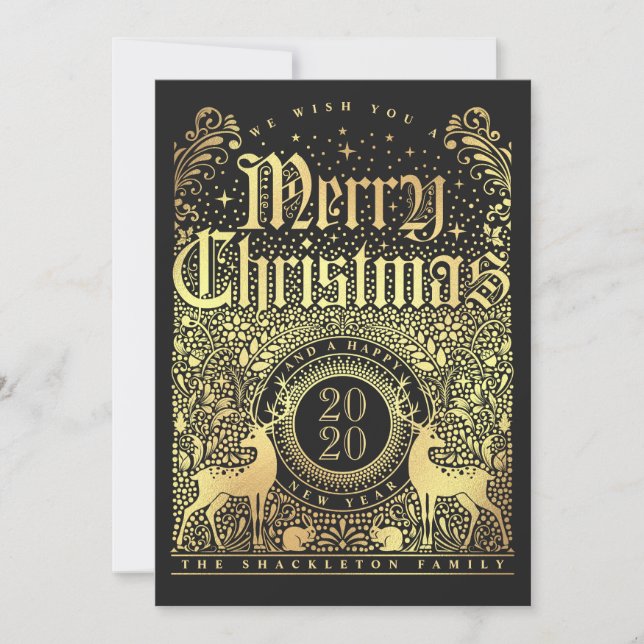Imitats Gold Foil Weihnachtskarten - Happy New Yea Einladung (Vorderseite)