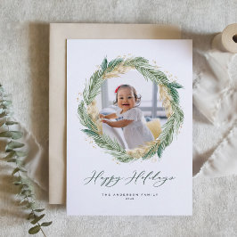 Imitats Gold Fossil Pinsel Foto Feiertagskarte