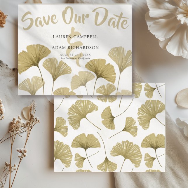 Imitats Gold Ginkgo Hochzeit speichern das Datum (Von Creator hochgeladen)