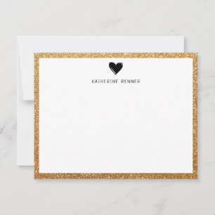 Imitats Gold Glitzer Border Herz Personalisiert Dankeskarte