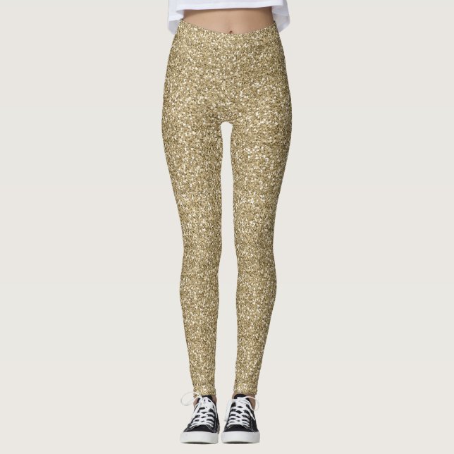 Imitats Gold Glitzer Design Leggings (Vorderseite)