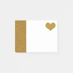 IMITATS Gold Glitzer Heart (bedruckt flach) Post-it Klebezettel