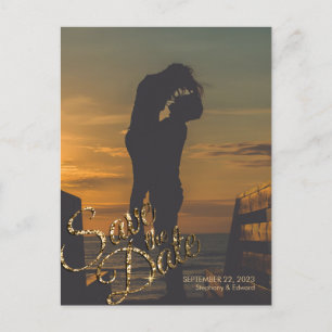 Imitats Gold Glitzer Save the Date Foto Postkarte
