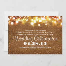 Imitats Gold Glitzer Streichellichter Hochzeitsein Einladung