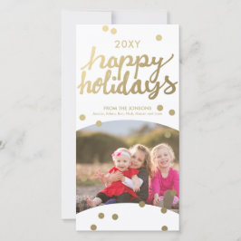 Imitats Gold Happy Holidays Handwrite 8x4 Fotokart Feiertagskarte