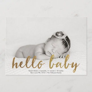 Imitats Gold Hello Baby Foto Geburtserklärung Ankündigung