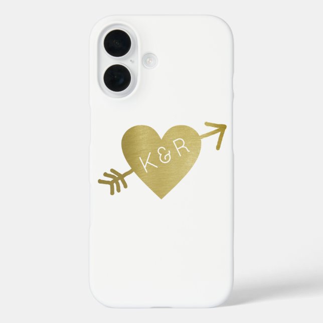 Imitats Gold Herzstück Liebe mit Initialen, romant Case-Mate iPhone Hülle (Rückseite)